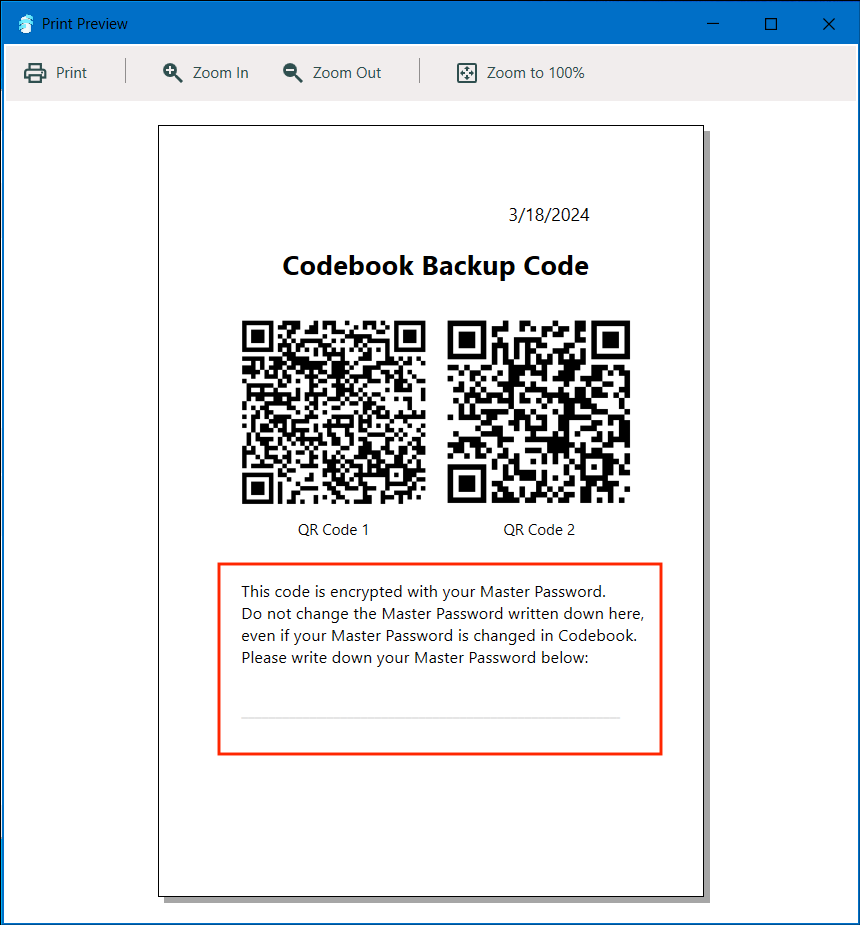 Print QR Code