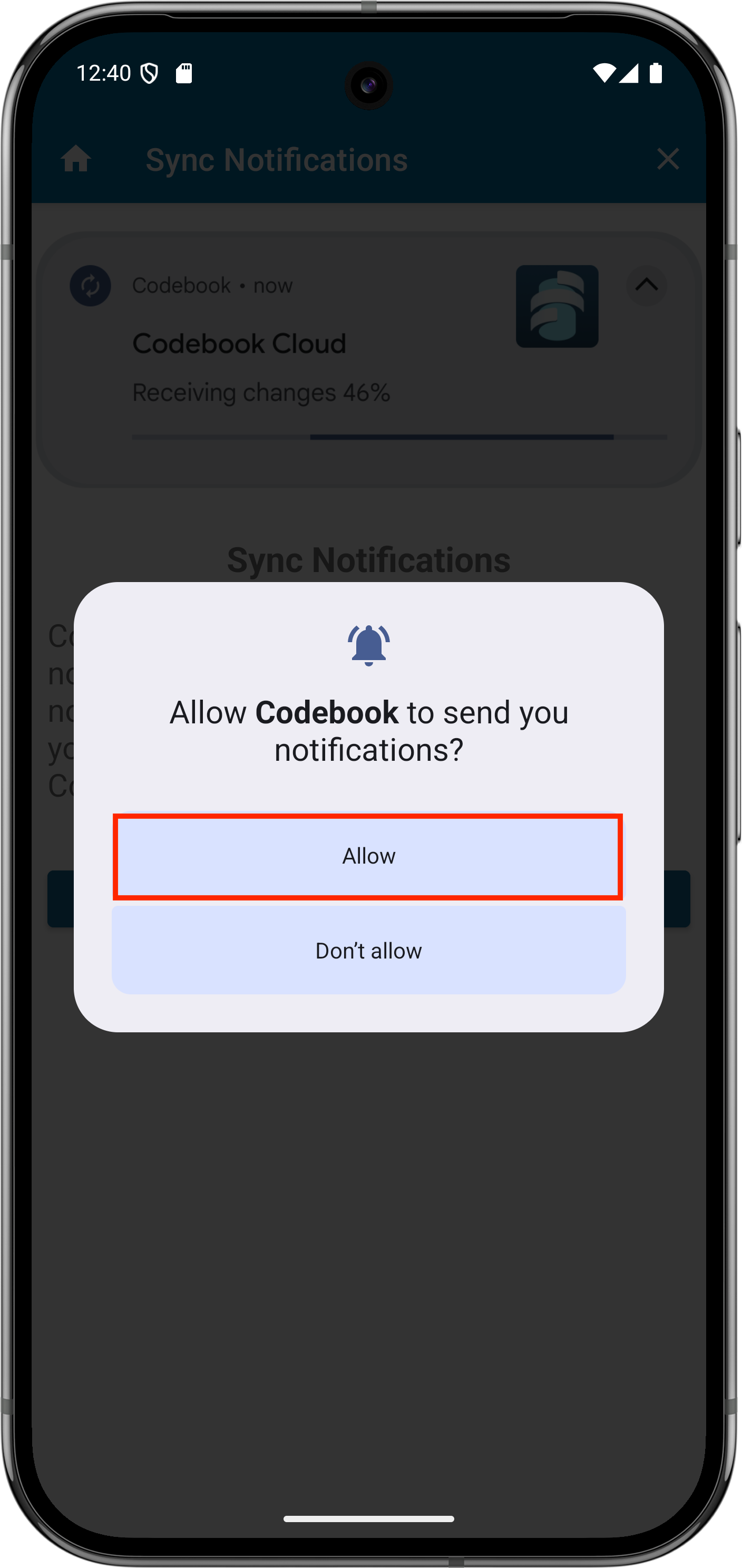 Option to Allow Codebook Cloud Sync Notifications