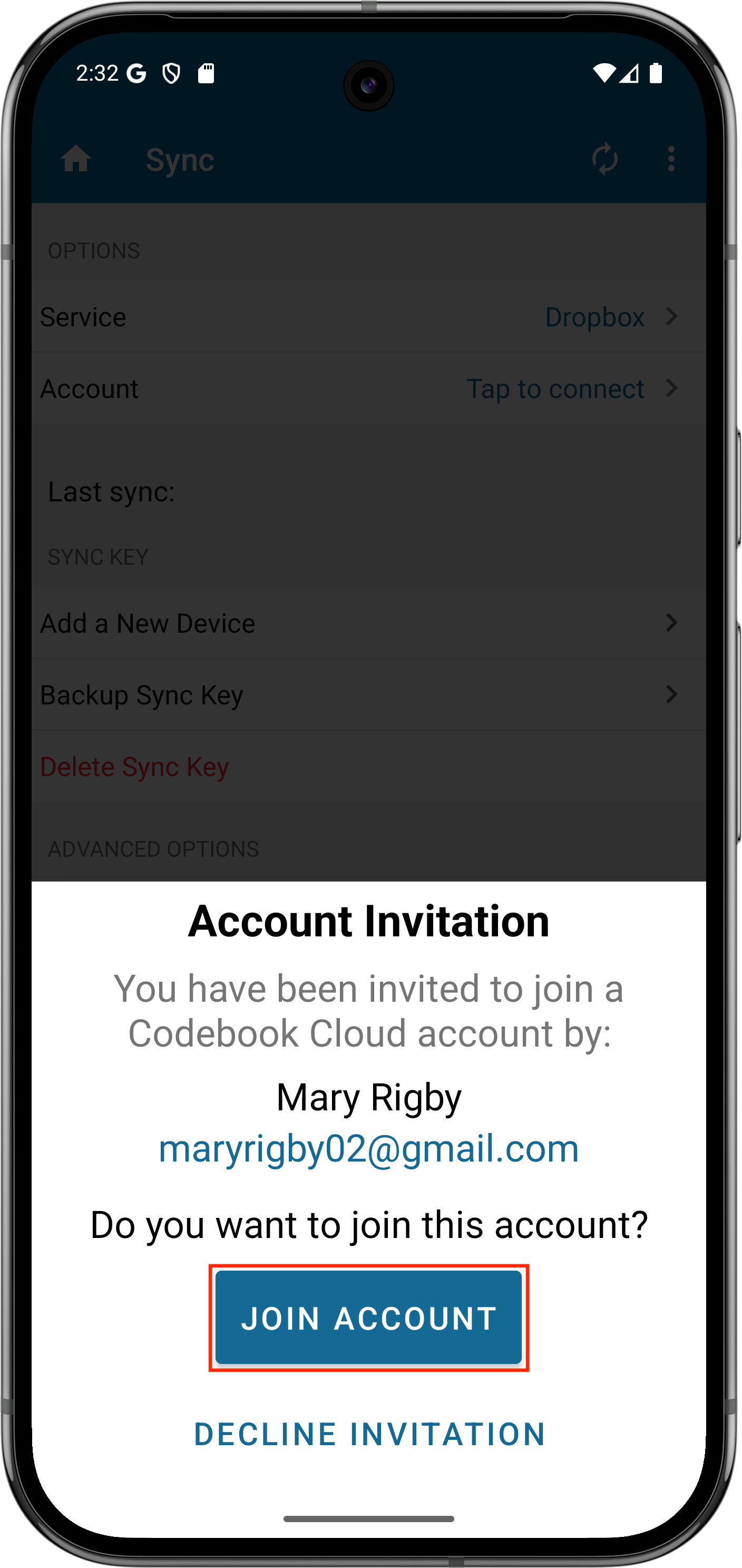 Codebook Cloud Pending Invitation when Already using Codebook