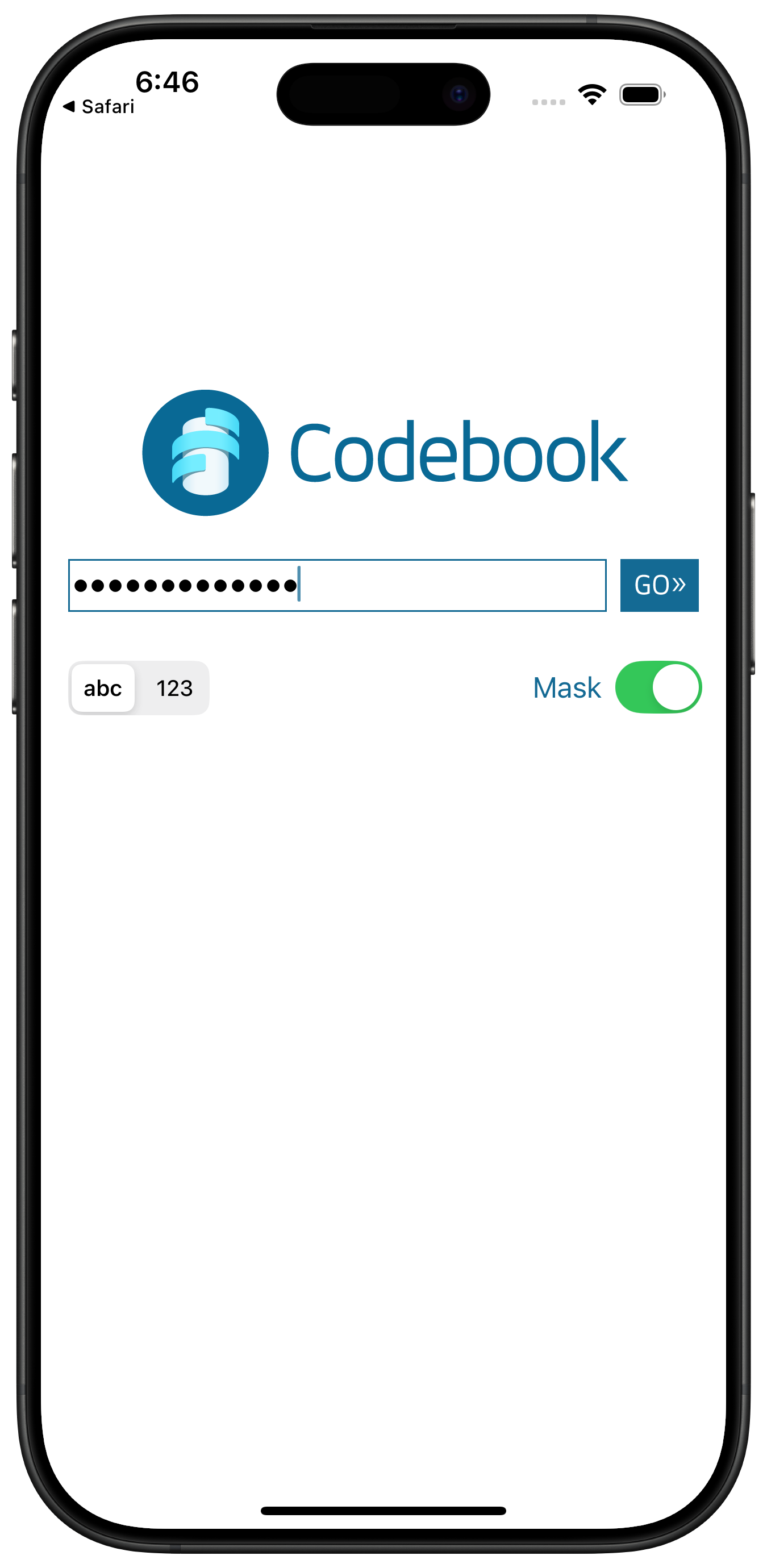 Enter Master Password to Launch Codebook