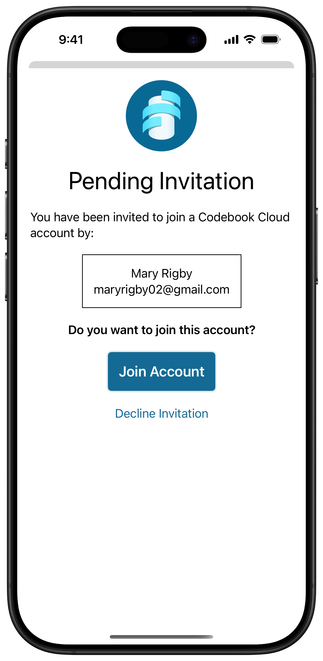 Codebook Cloud Pending Invitation