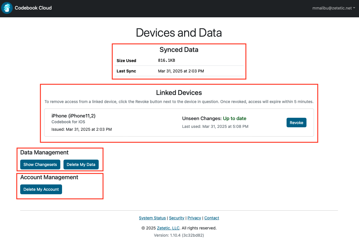 Sample Devices and Data page