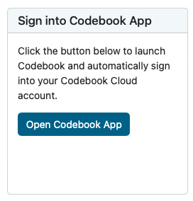 Codebook Cloud Sign into Codebook App option