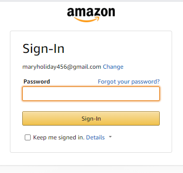 Amazon Login Screen