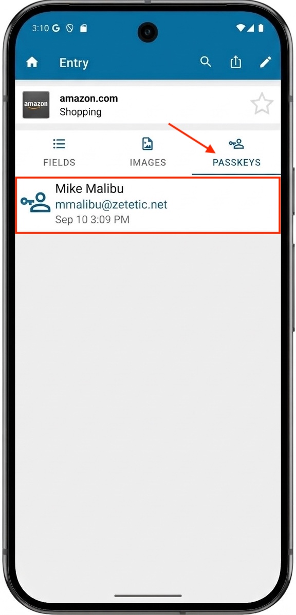 New Passkey Saved to Codebook