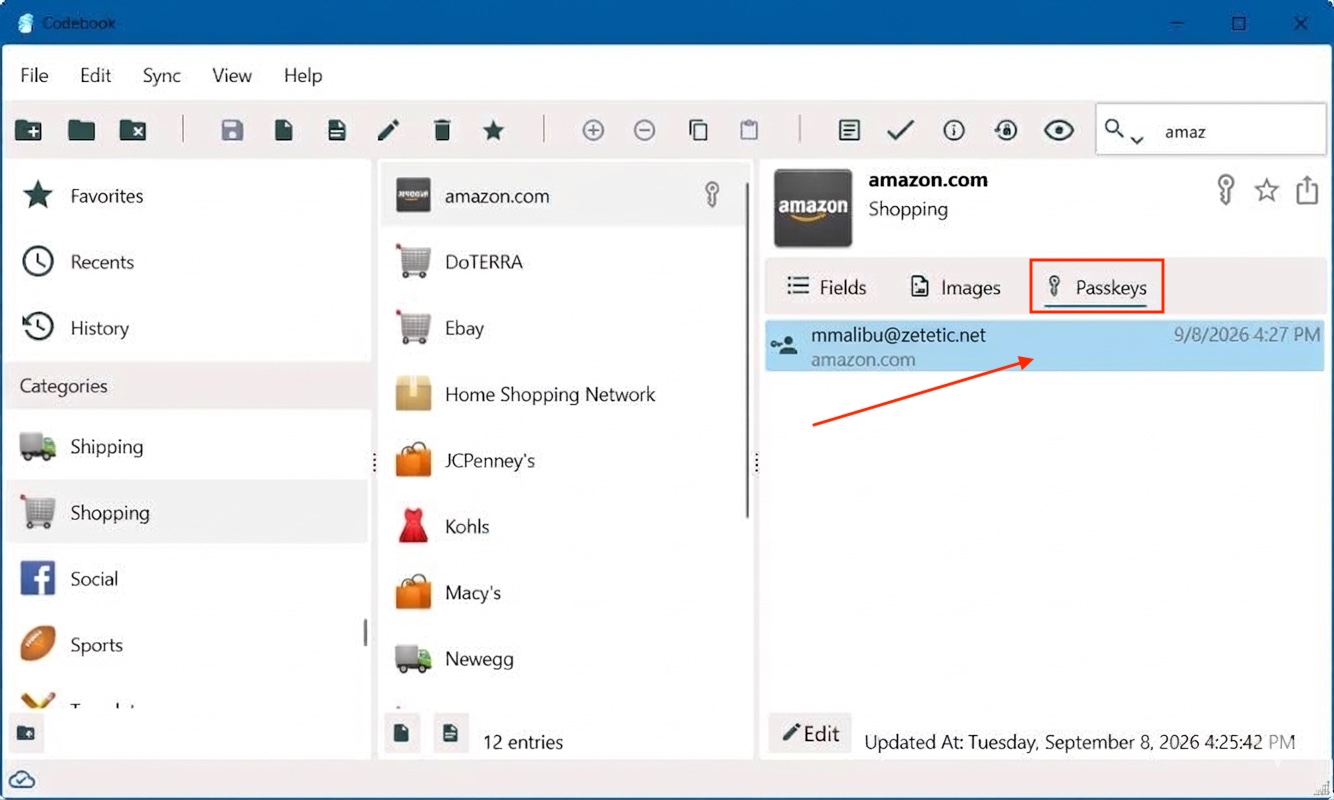 New Passkey Saved to Codebook