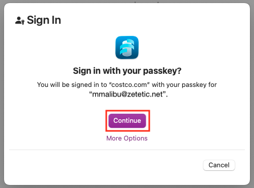 Sign in with a Passkey in Codebook