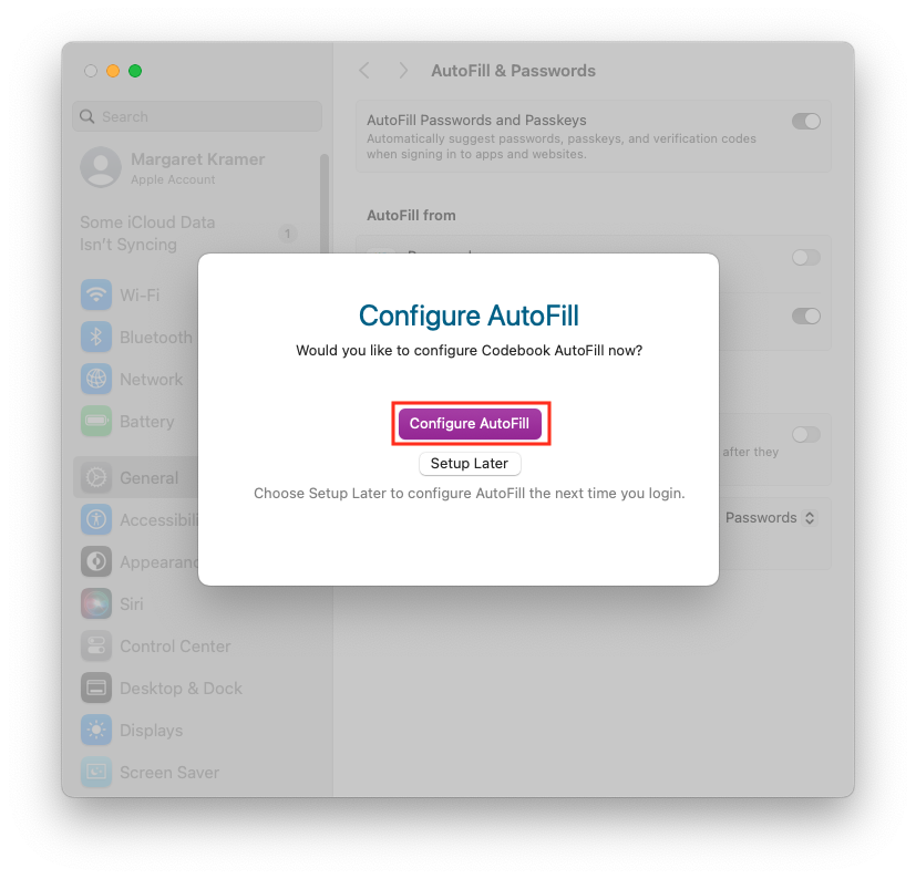 Codebook Configure AutoFill