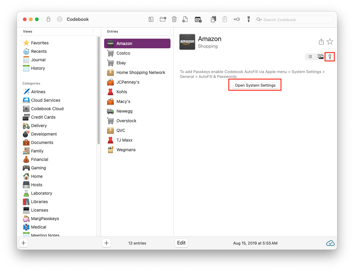 Codebook - Enable Passkeys in System Settings