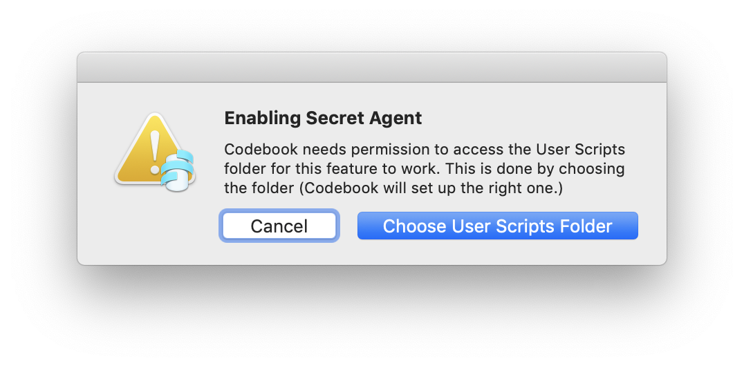 Choose User Scripts Folder prompt