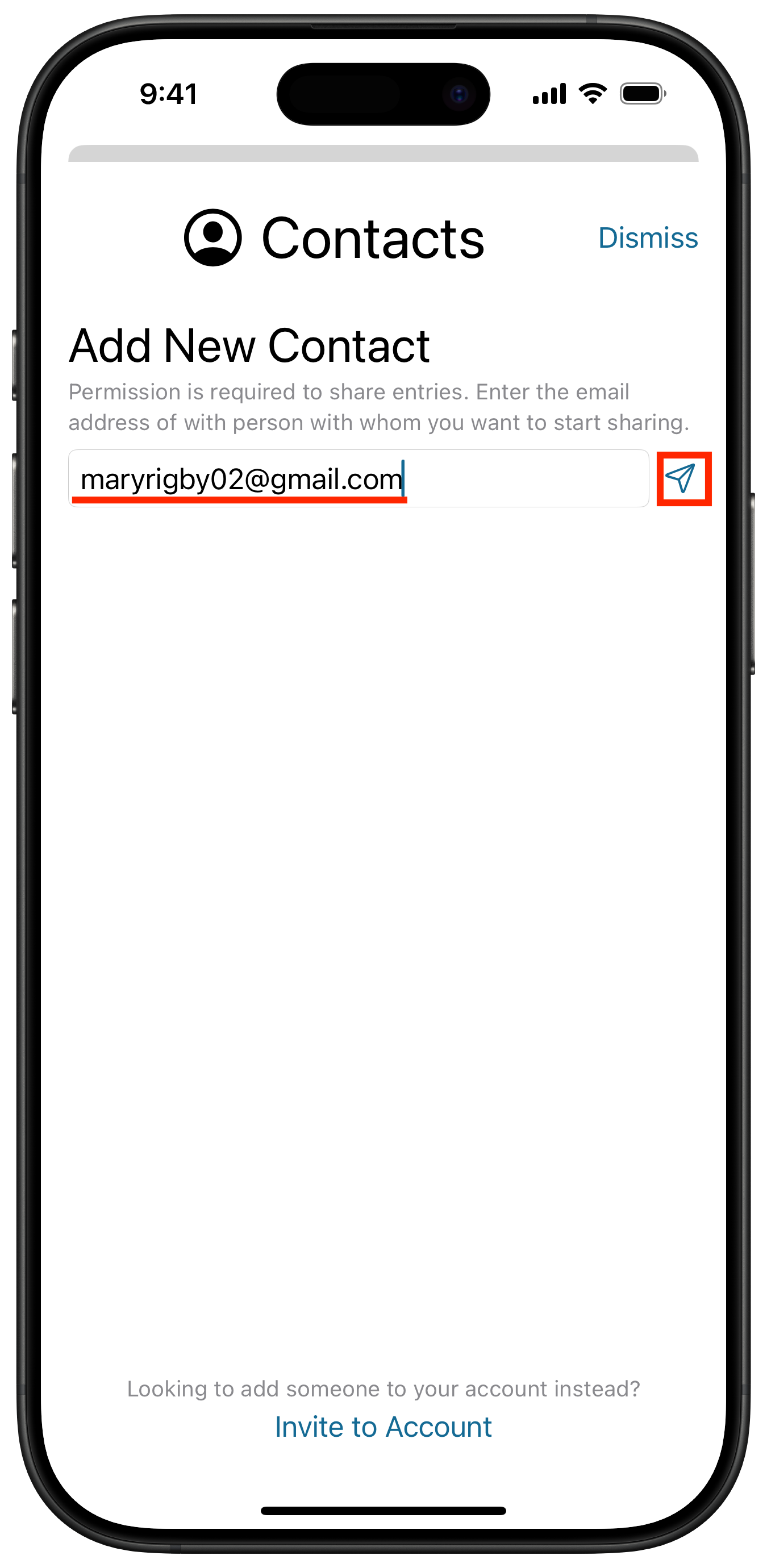 Add New Contact on the Contacts screen 