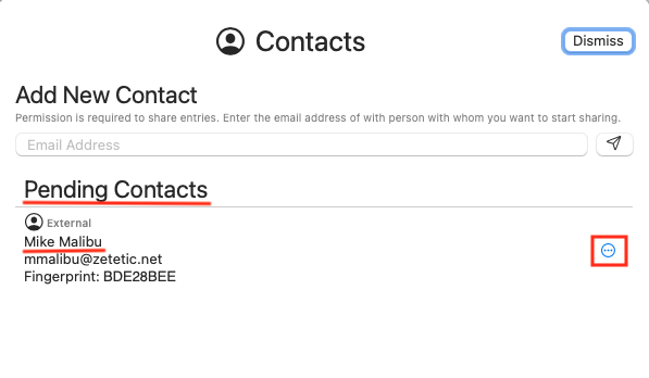 Sync Sharing Manage Contacts Screen