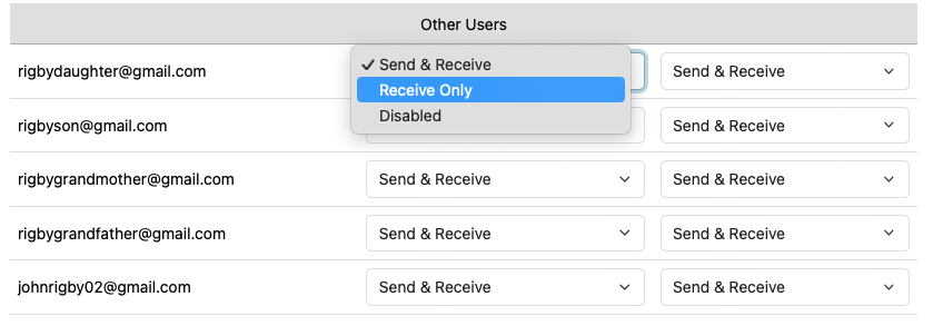 Codebook Cloud Manage Users - User Sharing Permission Options