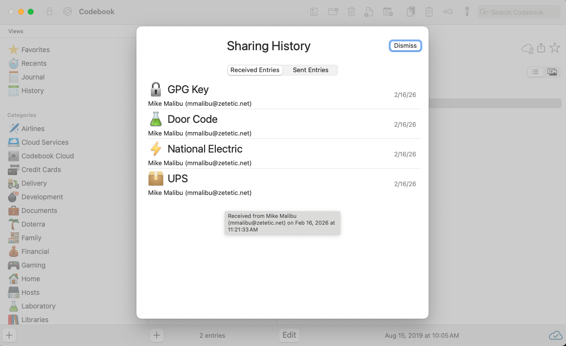 Sync Sharing History Details