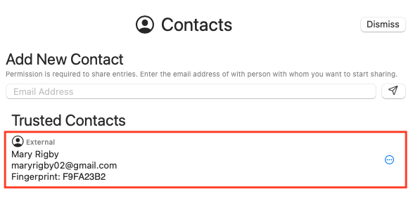 Sync Sharing Contacts Details Screen