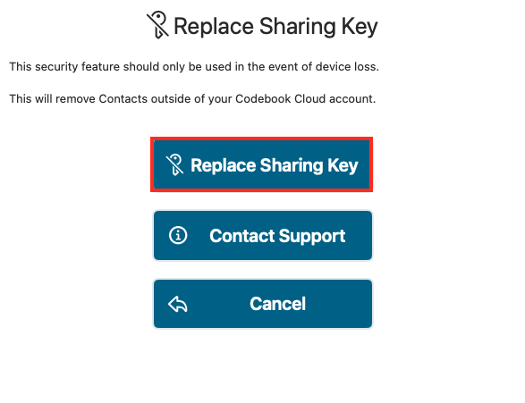 Sync Sharing Menu - Replace Sharing Key