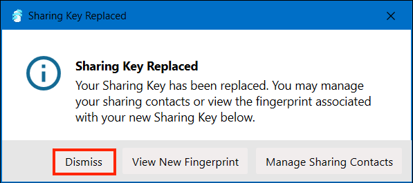 Replace Sharing Key Confirmed