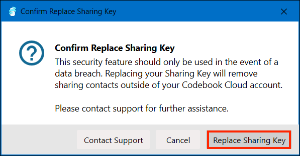 Sync Sharing Replace Sharing Key