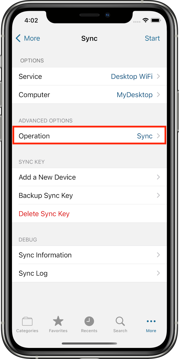 Hidden Operations option on iOS