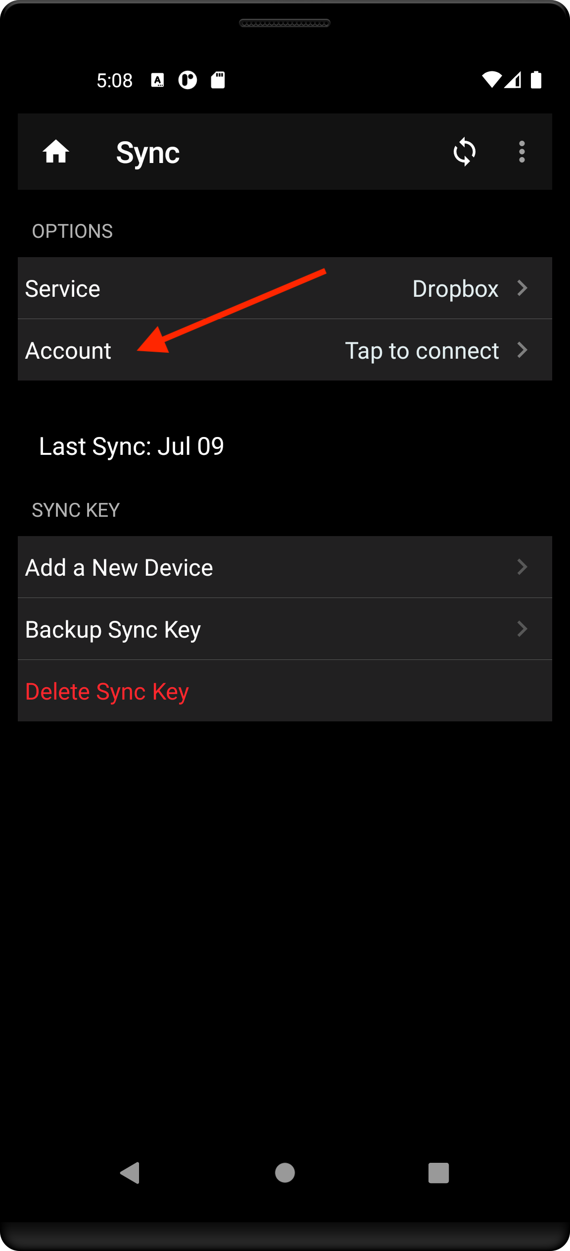 android sync wifi google drive sync screen