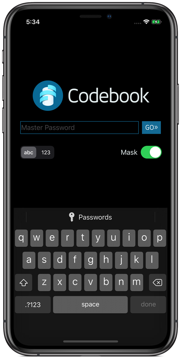 Codebook in iOS Dark Mode