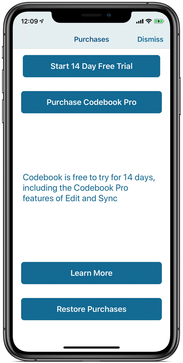 Codebook for iOS free trial