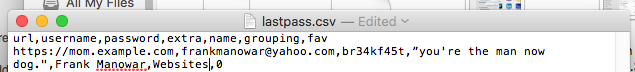 LastPass csv Unedited