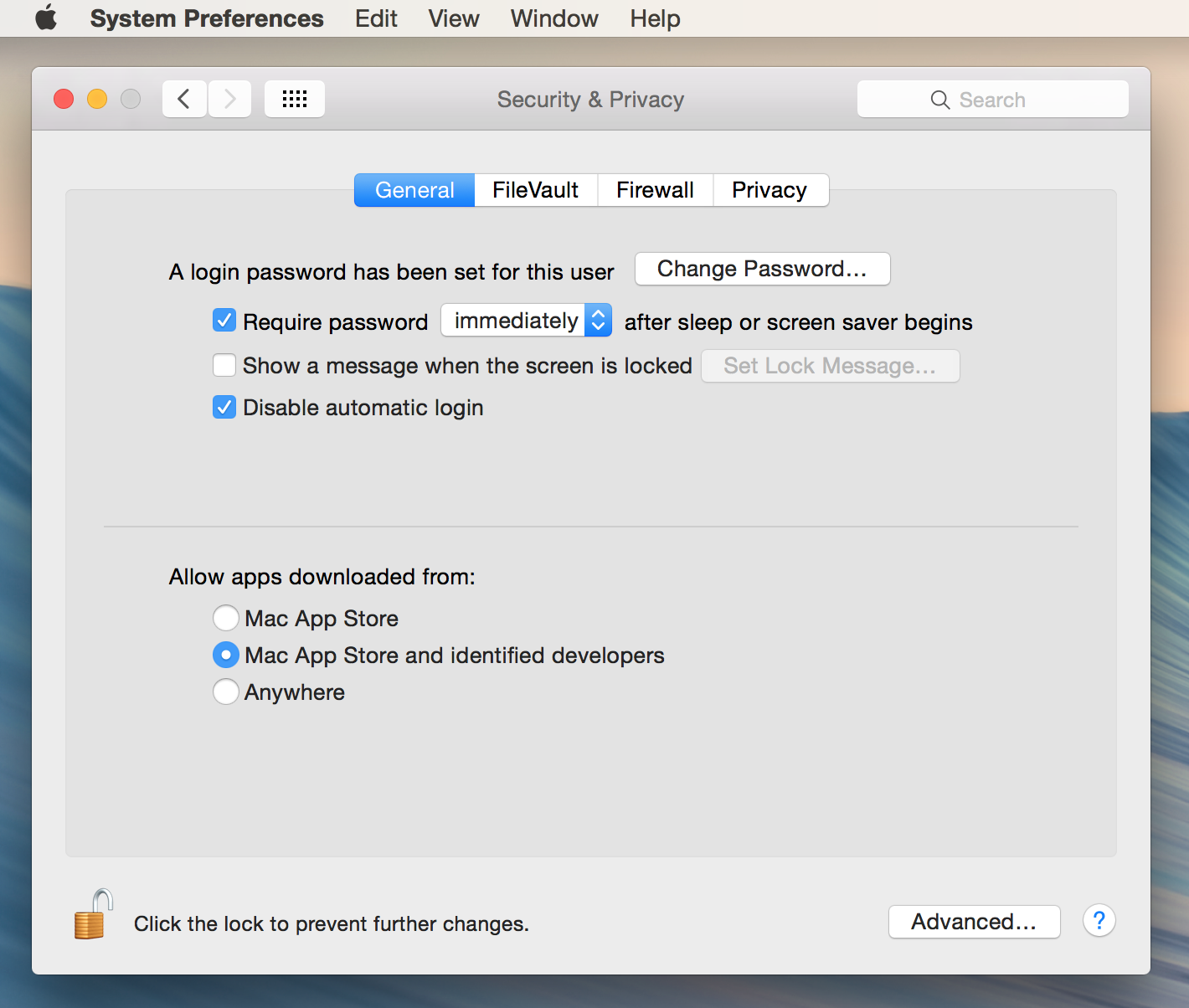 system preference