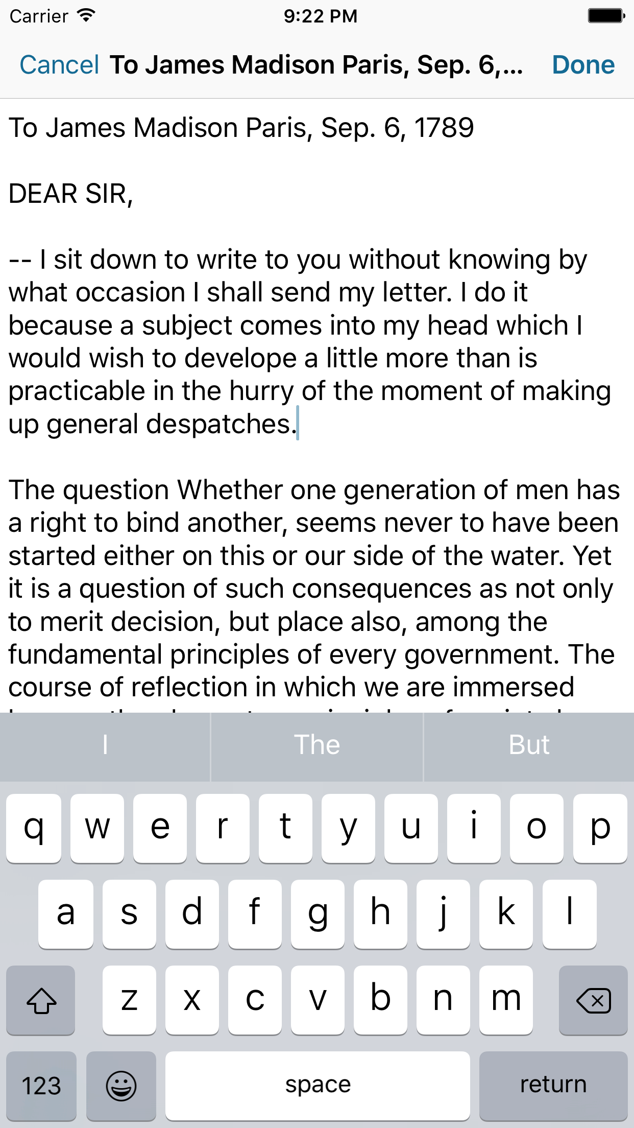 Notes on Codebook for iPhone