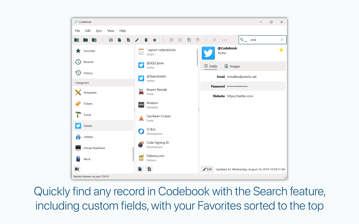 Search UI screenshot