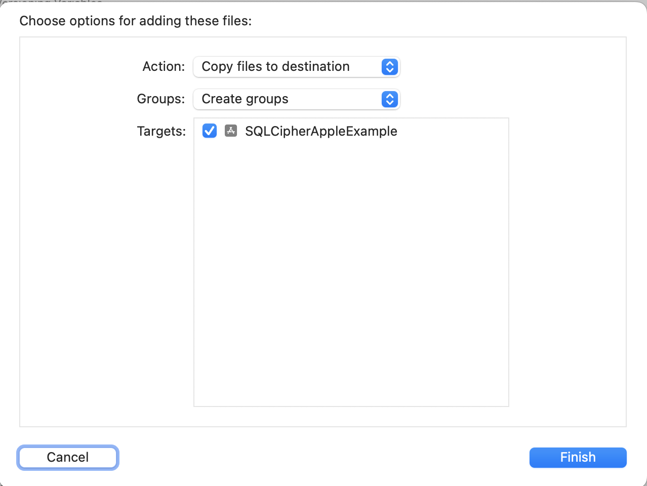 Copy SQLCipher.xcframework