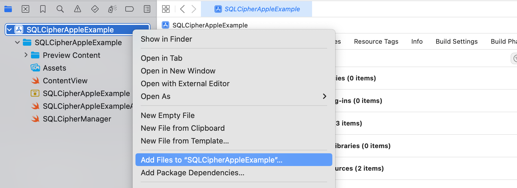Add Files to Xcode Project