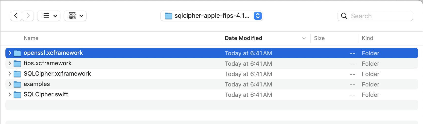 Select SQLCipher.xcframework