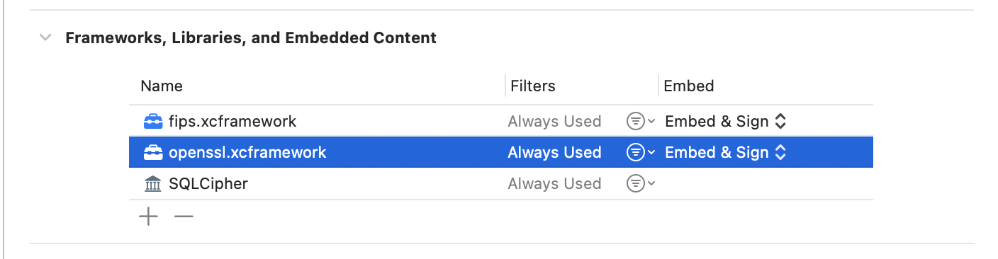 Embed xcframeworks
