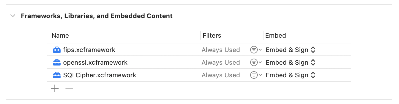 Embed xcframeworks