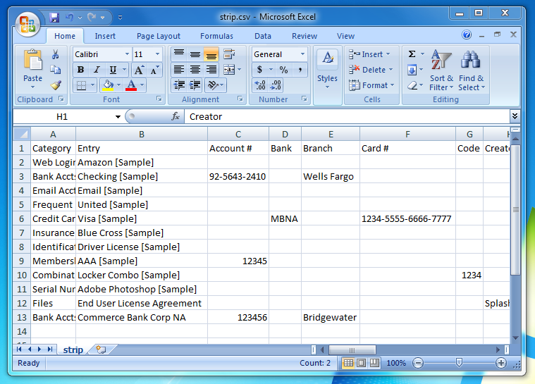 excel password manager